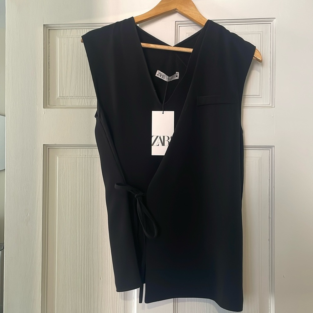 Zara black tie top, tags attached